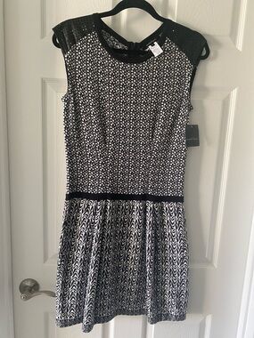 Nanette Lepore Black & White Sleeveless Fit-and-Flare Dress